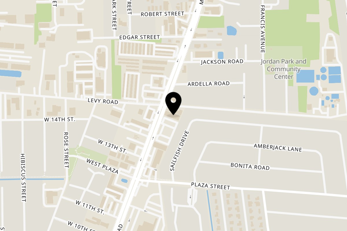 Map showing the location of Juicy Seafood Mayport on 1487 Mayport Rd in Atlantic Beach